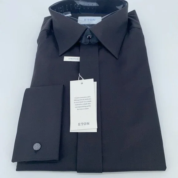green emerald velvet dress Eton Slim Fit Signature Slim Fit Twill Shirt - Blue main image 1